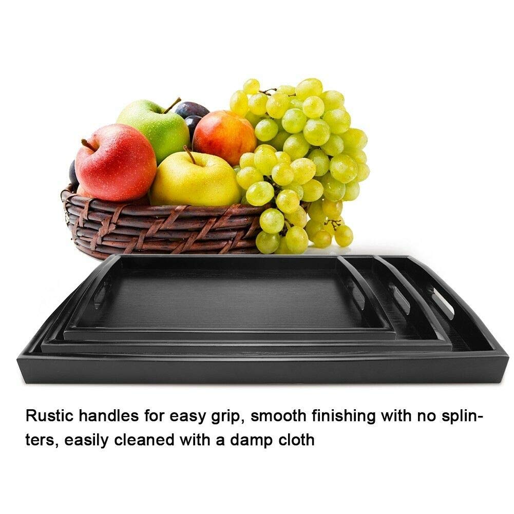Bandeja antideslizante con asa, 30 x 20 cm, ideal para servicio de alimentos, bebidas, aperitivos, té y café, y utensilios de bar versátiles para un fácil transporte