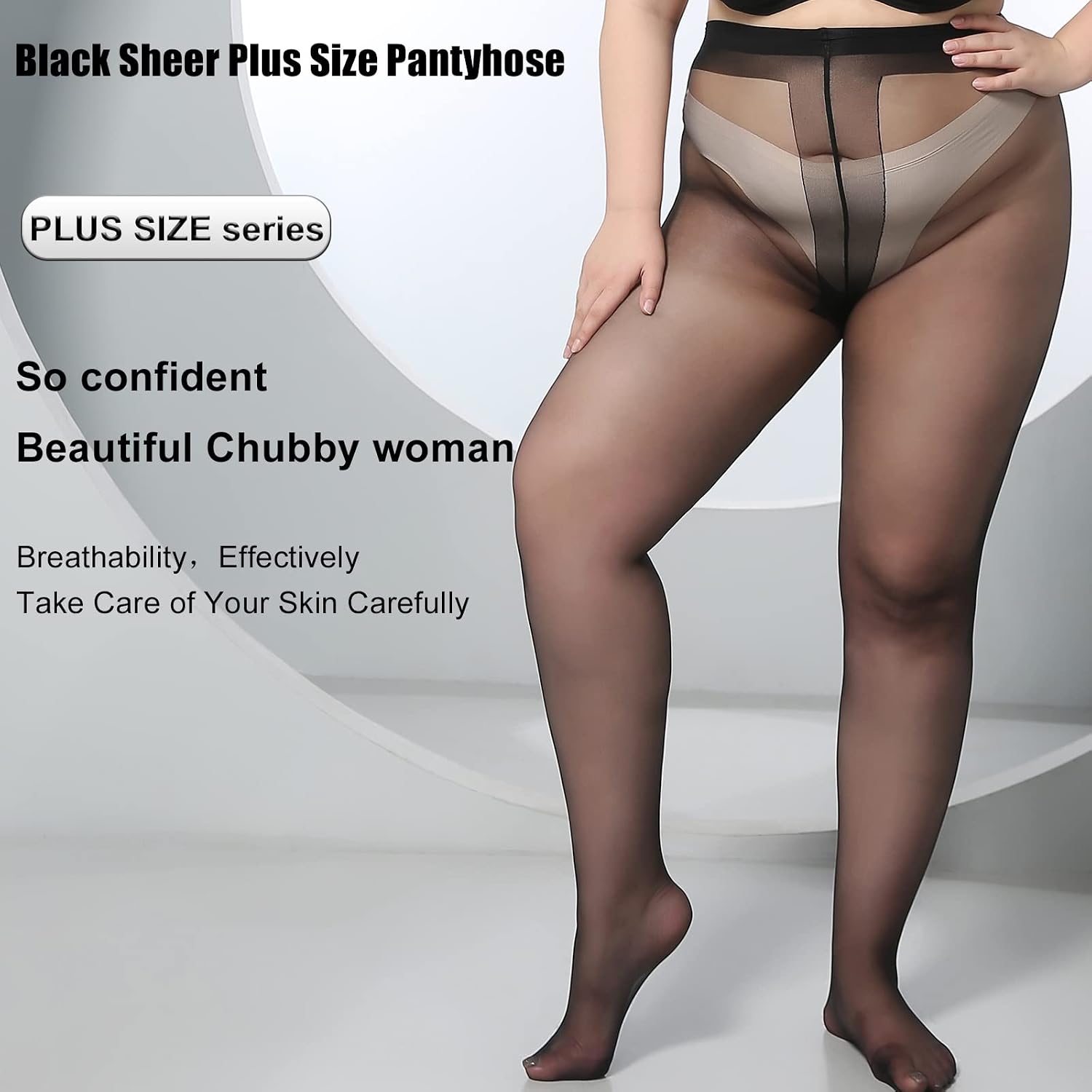Sheer Pantyhose Plus Size - 2Pack Ultra Thin T Crotch Queen Size Tights, 8D Control Top Soft Silky Stockings