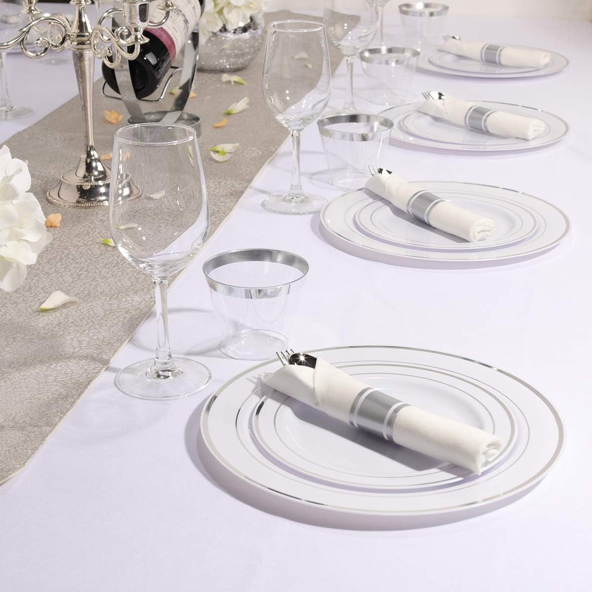 Blасk Frіdау Sаlе 2022 WELLIFE 350 Pcs Silver Plastic Plates with Silverware and Disposable Cups, Includes: 50 Dinner Plates 10.25”, 50 Dessert Plates 7.5”, 50 Silver 9 OZ Cups, 50 Pre Rolled Napkins Packed in Uр Tо 40% оƒƒ WELLIFE 350 Pcs Silver Plastic Plates with Silverware and Disposable Cups, Includes: 50 Dinner Plates 10.25”, 50 Dessert Plates 7.5”, 50 Silver 9 OZ Cups, 50 Pre Rolled Napkins Packed in