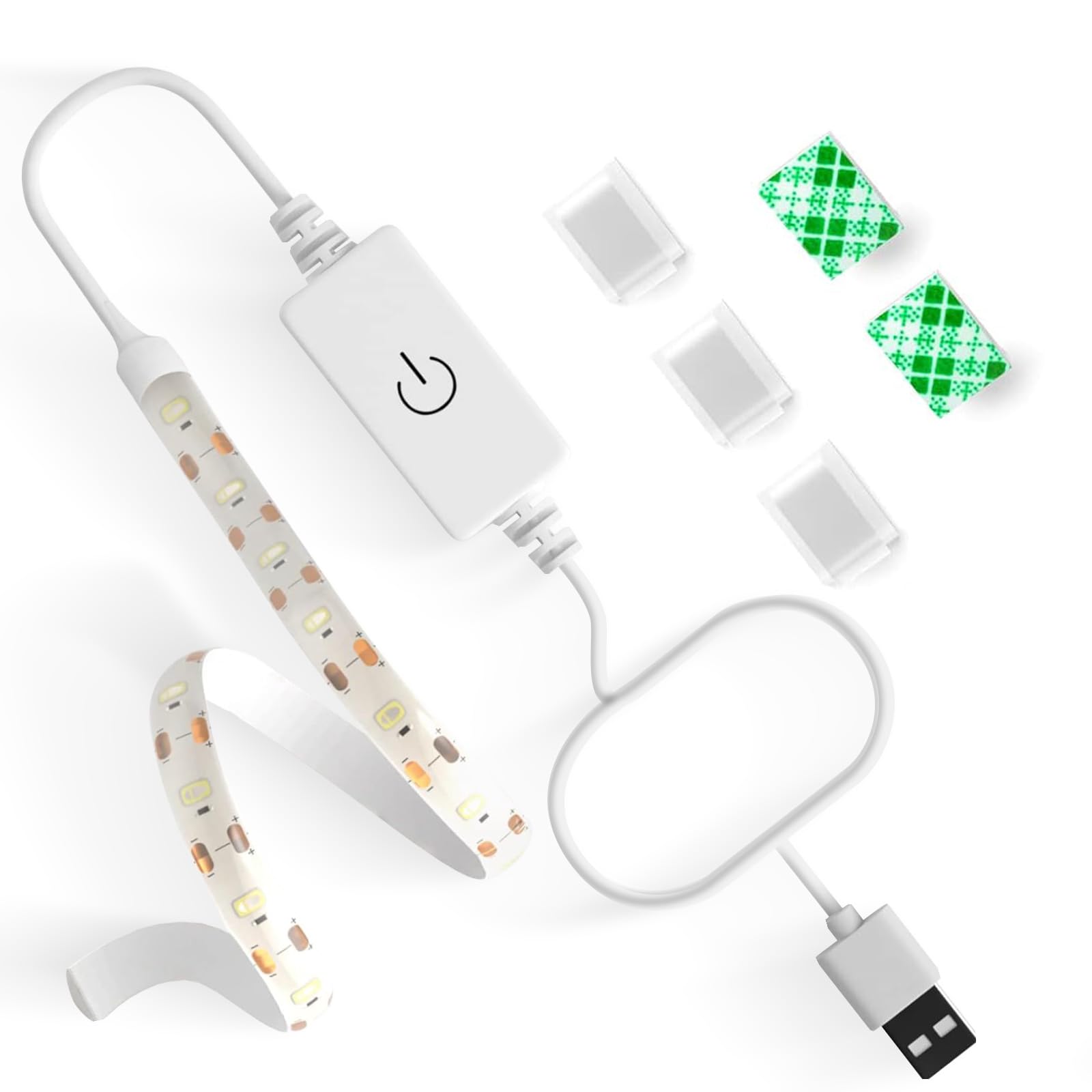 Aurevita Sewing Machine Strip Light, 0.3mLed Strip, 1.7m 5V Power Cable USB Lighting Strip Kit Cool White with Touch Dimmer,Indoor