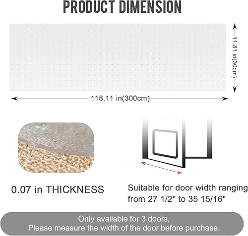 Miniatura 2 de Uross Protector de alfombra para mascotas de 9.84 pies, protector de alfombra de gato para puerta, antiarañazos de gato, protector de alfombra de