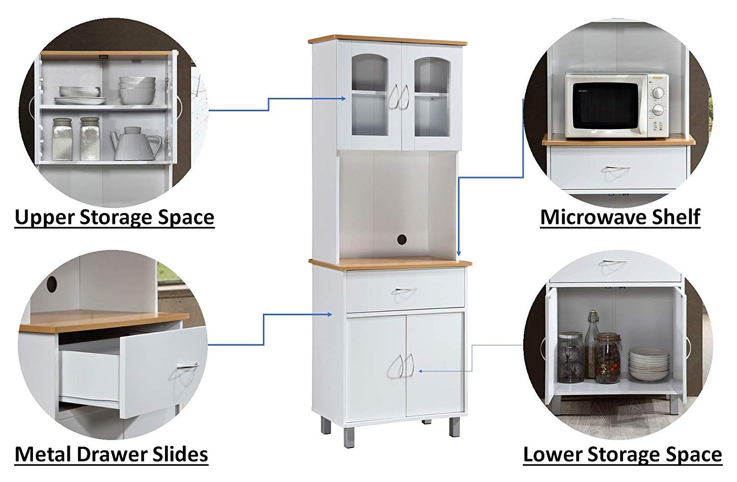 Hodedah Long Standing Kitchen with Top & Bottom Enclosed