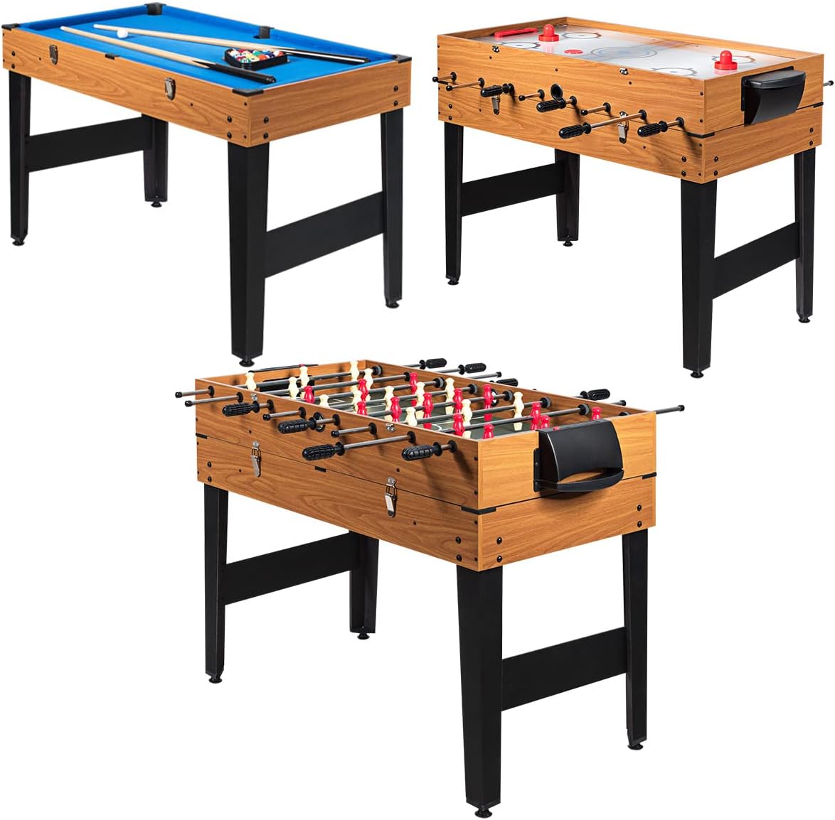 Multiple Foosball Table, 3 in 1 Game Table with Soccer, Sling, Horkey Game, 48" Combo Soccer Table for Kids, Adult, Party, Gatherings, Clubs, Game Room