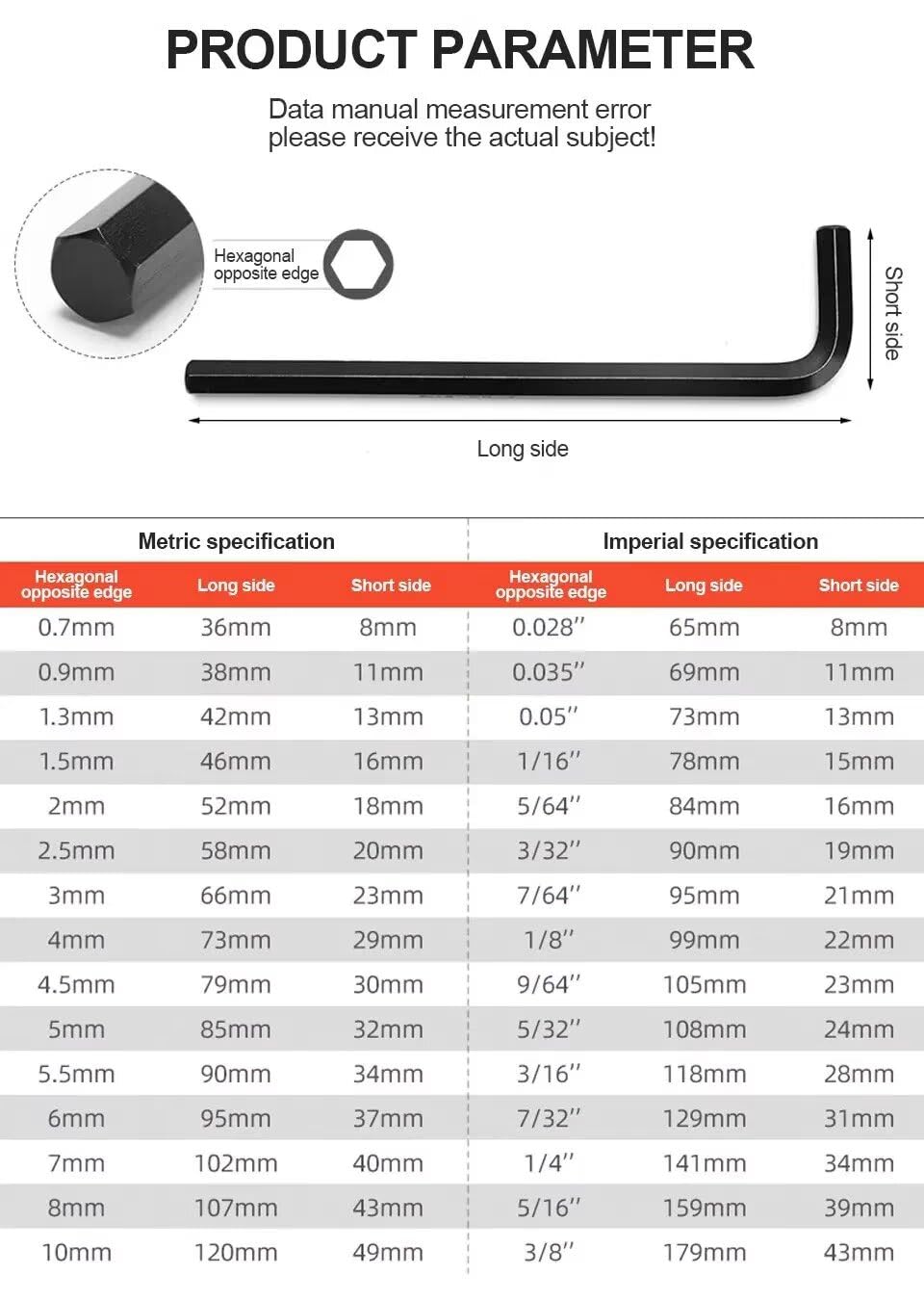 Zestaw kluczy imbusowych 30 szt./zestaw kluczy imbusowych 0.1 cm- 3/20.3 cm cala i 0,7 mm-10 mm rozmiar metryczny stal chromowo-wanadowa klucz długie ramię narzędzie