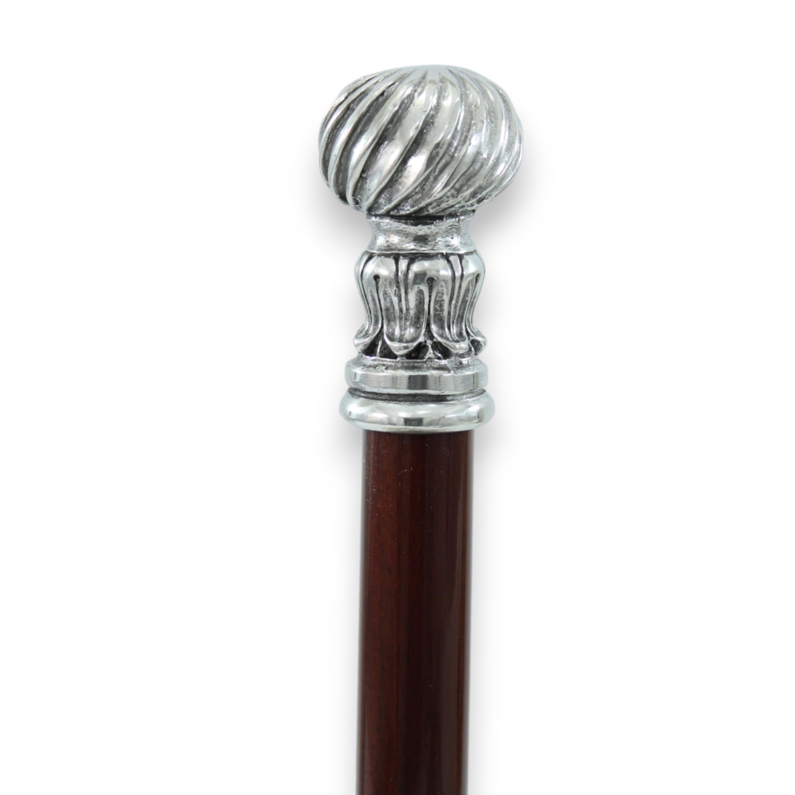 Bastón de Paseo Elegante Negro Dandy Madera Peltre Plata (Color Negro)