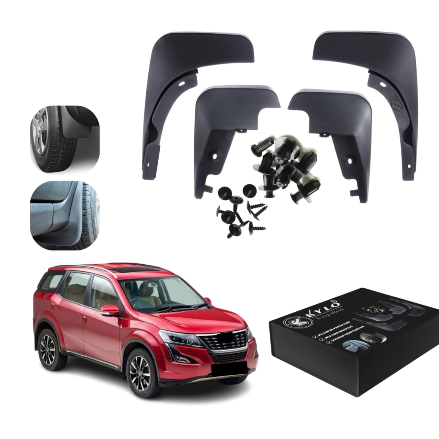 Sponsored Ad - KYLO All-Terrain Mud Flap Set – Durable Splash Guards for Cars and Trucks, Offering Maximum Protection from Mud, Gravel, and Water for Cleaner and Safer Rides Suitable for (XUV 500)