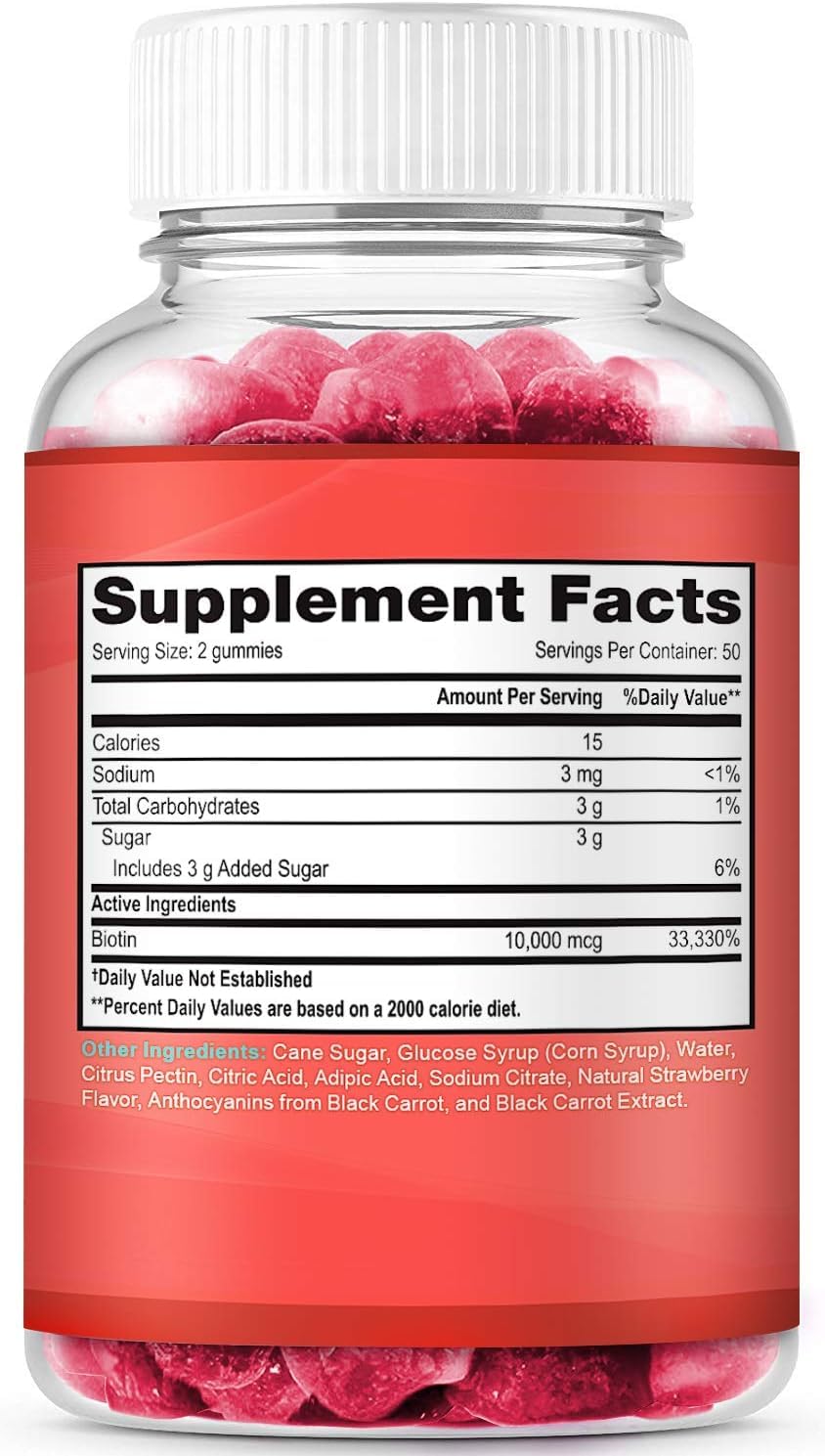 LifeCentric Health Biotin Gummies for Adults | Max Strength Biotin 10000mcg | Chewable Biotin Supplement for Women and Men | 100 Count Vegan Hair Gummies for Hair Skin and Nails — Amazon image 7