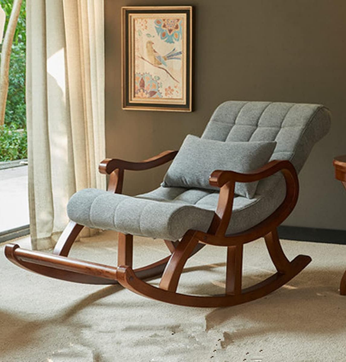 Amazon｜ロッキングチェア 木製リラックスチェア ハイバックチェア