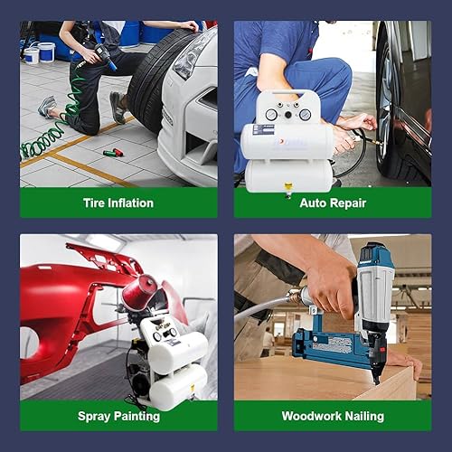 Miniatura 7 de Compresor de aire portátil ultra silencioso,Bomba sin aceite,Tanque de 5 galones,Presión máxima de 115 PSI,65 dB,1 motor de PH,110V