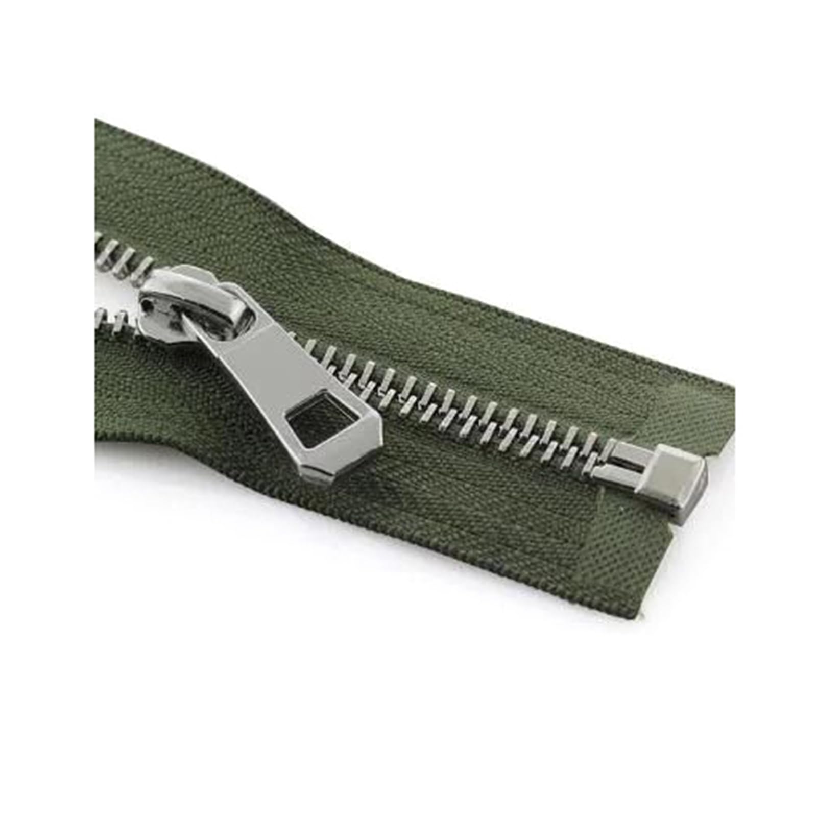 35-85 cm 5# Metal Zipper Open-end Zipper for Sewing Down Jacket Coat Clothing Sewing Accessories, Army Green, 35cm