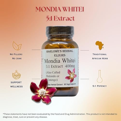 Miniatura 3 de Barlowe's Herbal Elixirs Mondia Whitei Extracto 5:1 | 400 mg por cápsula | Hierba tradicional africana de vitalidad para la salud y el bienestar