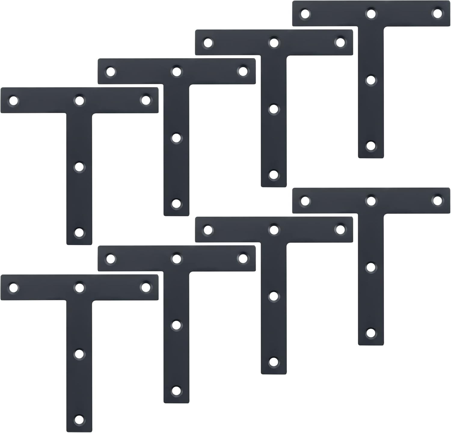 Alise T Flat Brackets,Corner Bracket Corner Brace Mending Plate Repair 120mm x 120mm Stainless Steel Flat Braces for Wood Tables, Chairs, Sofas, Beds, Cabinets, Doors and Windows,Brushed,Pack of 8