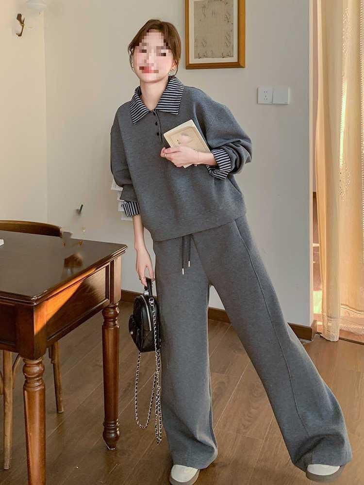 Ensemble 2 pièces sweat pour femme, pull ample et pantalon de survêtement décontracté