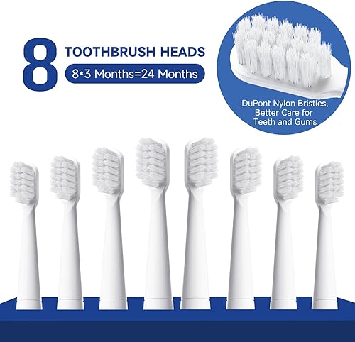 Miniatura 4 de Dr. Good Cepillo de dientes eléctrico sónico para adultos, 8 cabezales de cepillo, 5 modos, temporizador inteligente de 2 minutos, IPX7 impermeable,