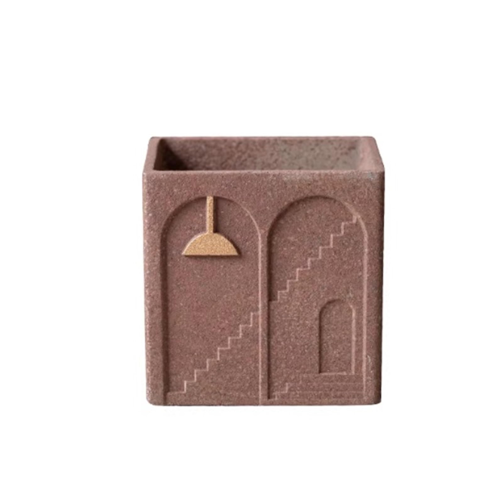 Cenz-888 flowerpot Cement Planters: Simple, Creative, And Unique Planters For Pothos—Square Vintage-Style Pots for Plants(Red,Medium)