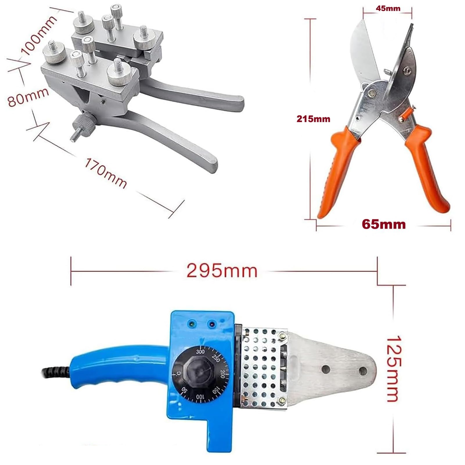 Juego de máquina de soldadura de correa redonda de poliuretano, conector de correa termofusible con tijeras y accesorio, soldador de banda de 300 ℃ para tiras de poliuretano y tubos de plástico