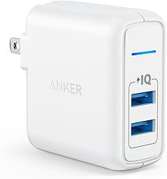 Anker PowerPort 2 Elite (USB充電器 24W 2ポート) 【PSE技術基準適合/PowerIQ搭載/折りたたみ式プラグ搭載/旅行に最適】 iPhone/iPad/Galaxy その他Android各種対応 ACコンセント (ホワイト)
