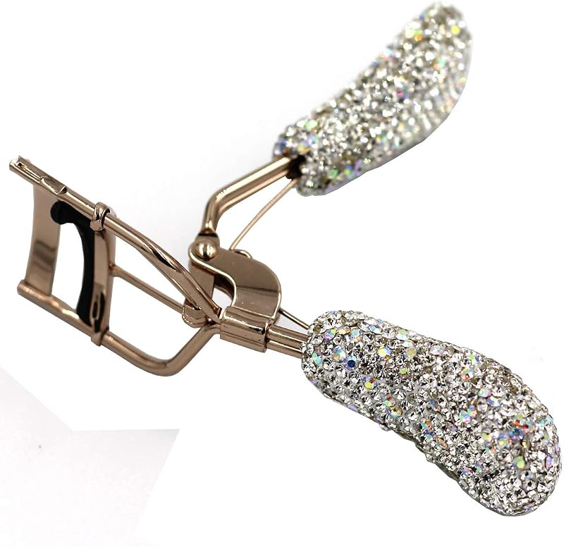 Curvador de cílios Bestbling com strass, mola e refil de almofada de silicone, prata