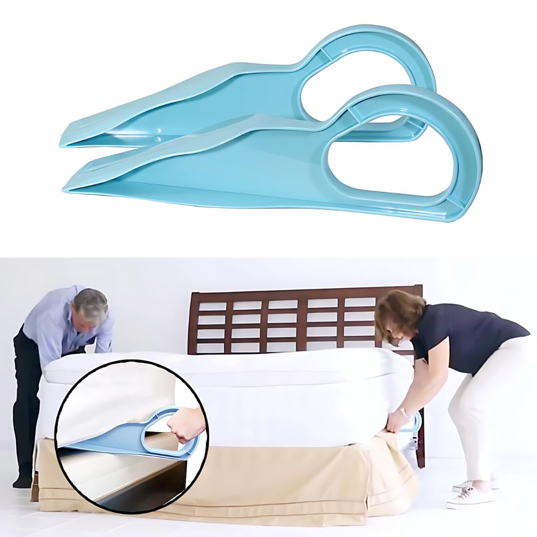Drumstone 𝟏𝟓 𝐘𝐄𝐀𝐑𝐒 𝐖𝐀𝐑𝐑𝐀𝐍𝐓𝐘 2-in-1 Plastic Mattress Lifter & Bedsheet Tucker Tool|Handy Wedge Elevator for Lifting & Tightening|Perfect Bed Sheet Tightener for Hotels|Mattress Lifting 2