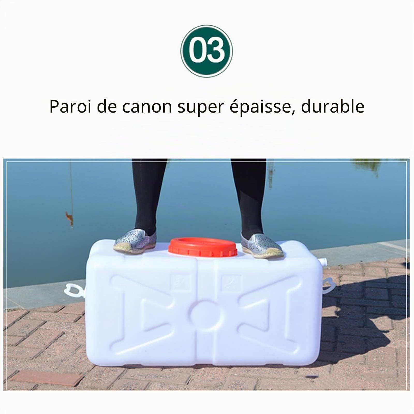 Jericane Eau Bidon d'eau Extérieur 50L/60L/90L Seau en Plastique De Qualité Alimentaire des Ménages avec Un Premier Réservoir Extérieur Rectangulaire Couvercle Drop Réservoir d'eau Durable(Size:50L)