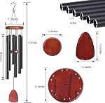 Grandes cheminées de vent extérieures, 37 Inches, Tubes en aluminium, Brun et Noir, Style traditionnel, Parfait pour les cadeaux de jardin, patio, mémorial et sympathie