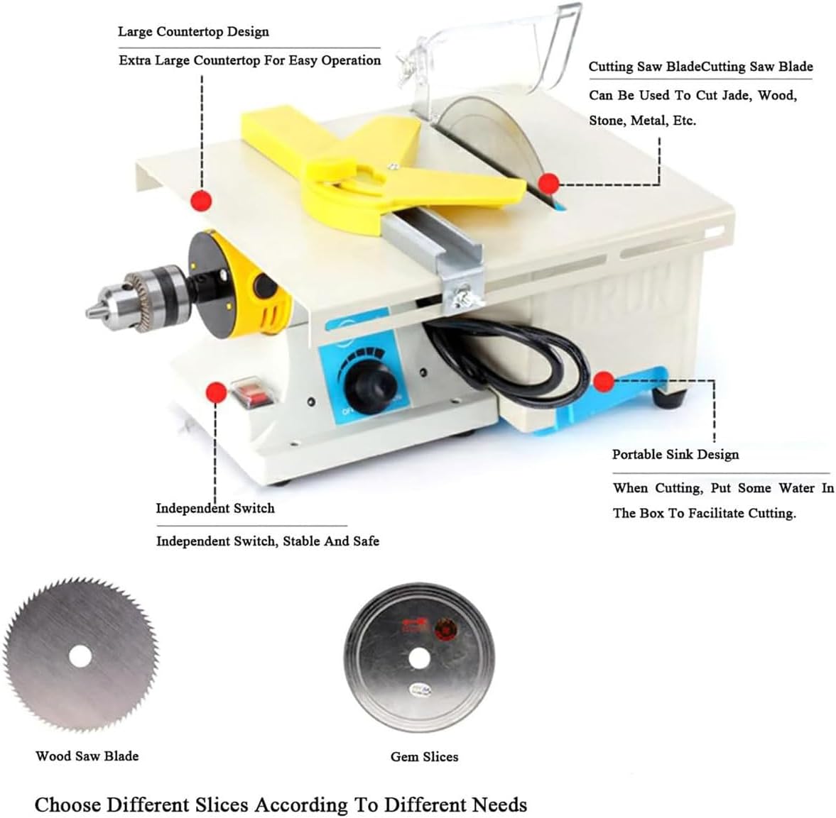 Multifunctional Jewelry Buffer Polisher,Countertop Polishing Buffing Machine with Polishing Accessories, Speed 0-10,000 RPM Adjustable, Polishing Wheel Diameter 75mm, for Office, Shop