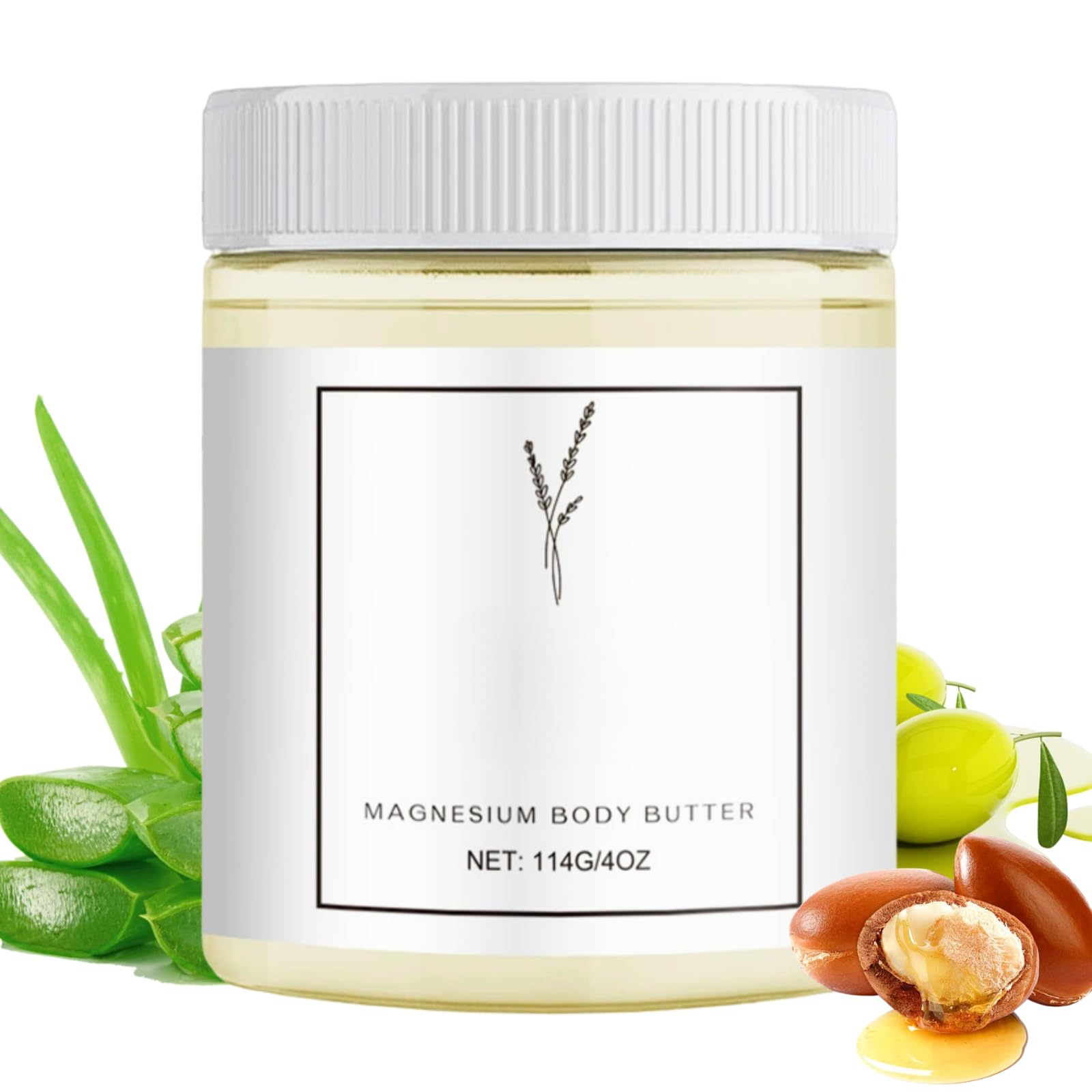 Magnesium Body Butter, Magnesium Cream for Sleep & Feet, Moisturizing Lotion with Aloe