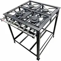 Fogão Industrial 4 Bocas 2 Simples Standard Baixa Pressão Grelhas Aço 30x30 P5 Mr Fogões