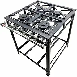 Fogão Industrial 4 Bocas 2 Simples Standard Baixa Pressão Grelhas Aço 30x30 P5 Mr Fogões