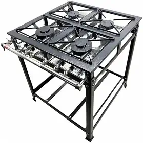 Fogão Industrial 4 Bocas 2 Simples Standard Baixa Pressão Grelhas Aço 30x30 P5 Mr Fogões