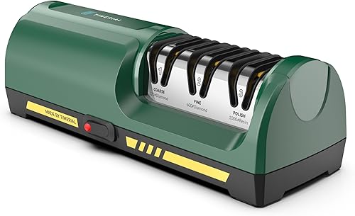 Afilador de cuchillos eléctrico de 3 etapas, disco abrasivo de diamante, guía de ángulo de precisión de 15, para afilar y pulir cuchillos de cocina