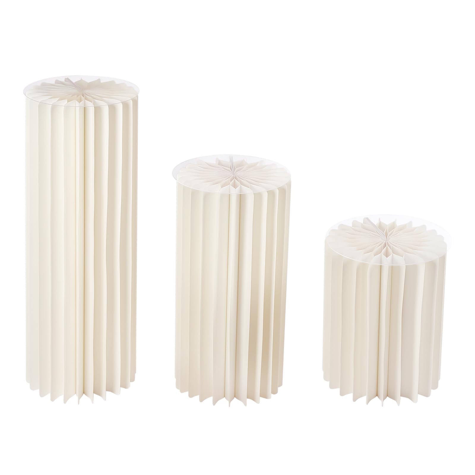 Set di 3 colonne decorative con piastra acrilica, supporto pieghevole per torte e display a buffet, colonne per matrimoni, feste e dessert tavolo 40/60/80 cm