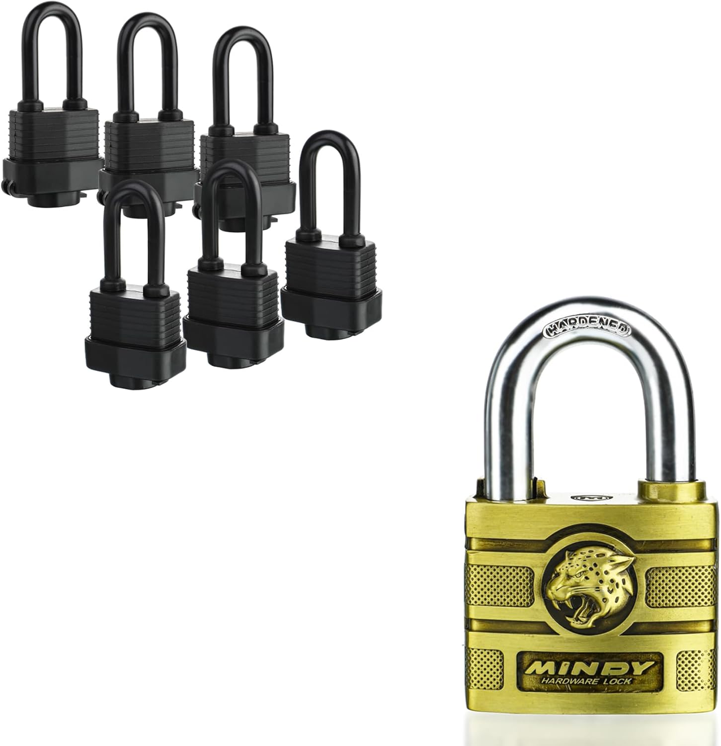 60mm Heavy Duty Waterproof Keyed Padlock and Waterproof Heavy Duty 40mm Laminated Steel Padlock(Pack of 6)