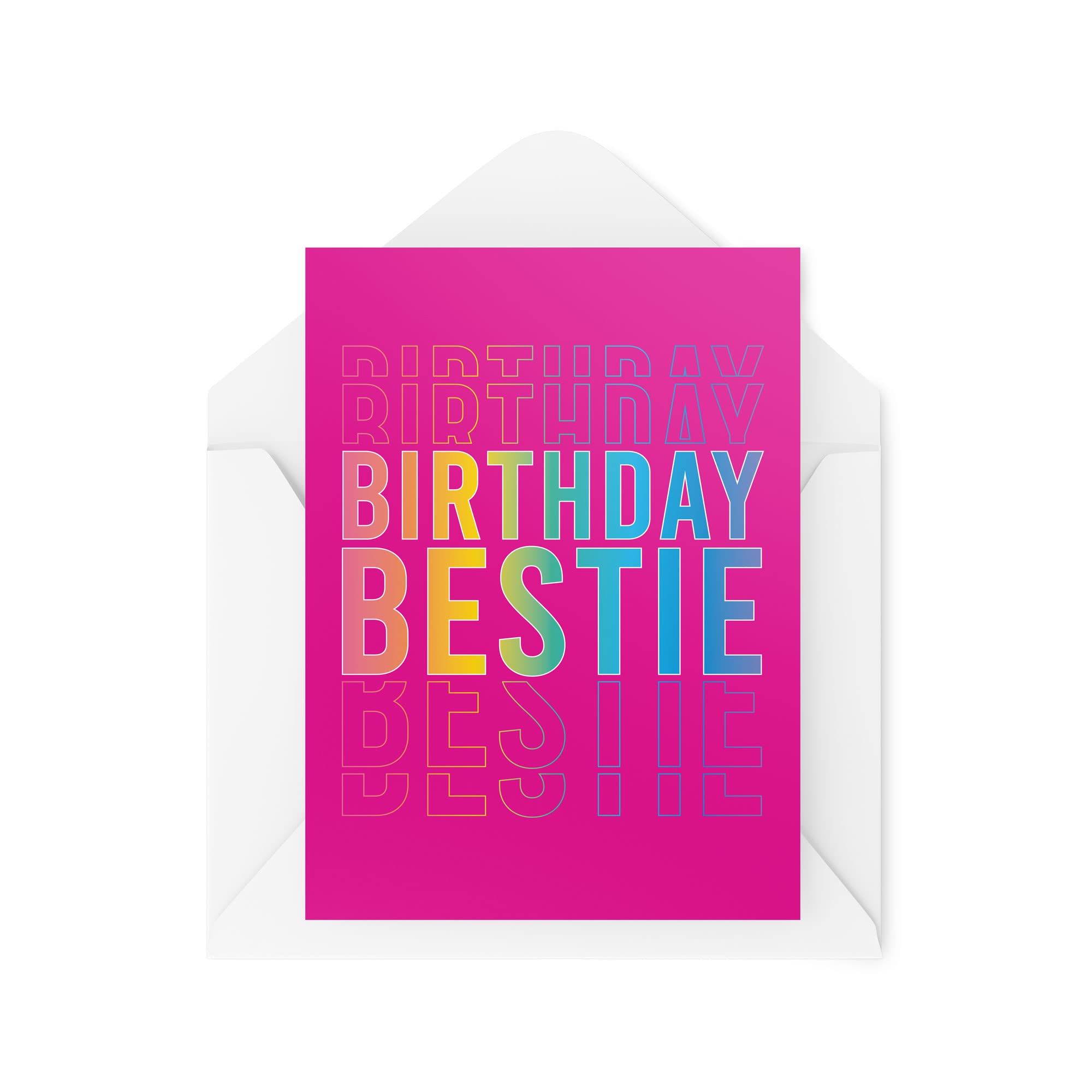 Happy Birthday Cards | Birthday Bestie Card | For Him Her Friends Best Friend Novelty Joke Colleague Friend Colourful Bright | CBH584