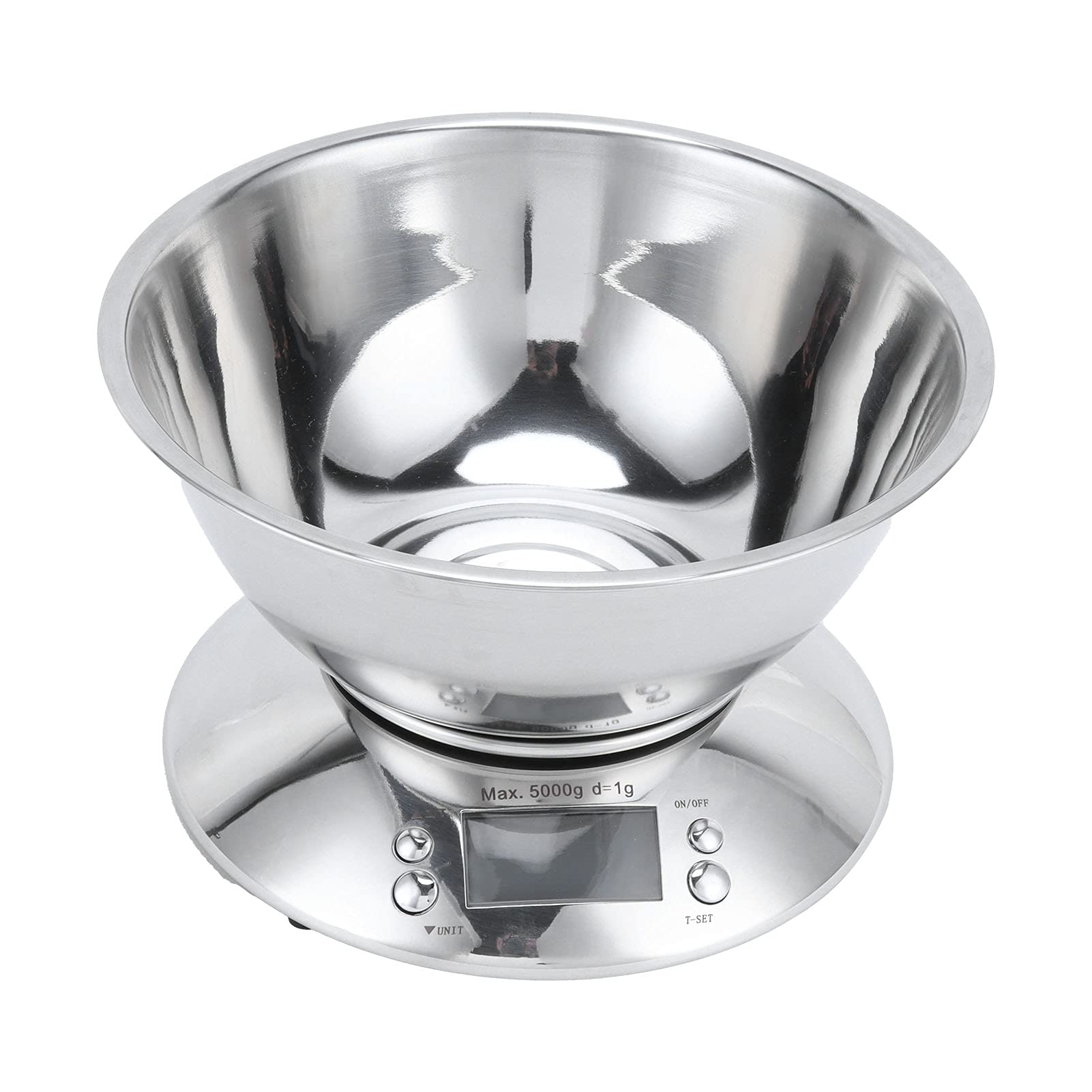 Báscula de Medición de Acero Inoxidable, Báscula de Cocina de Tazón Grande Precisa de 1g-5kg para Cocinar en Casa