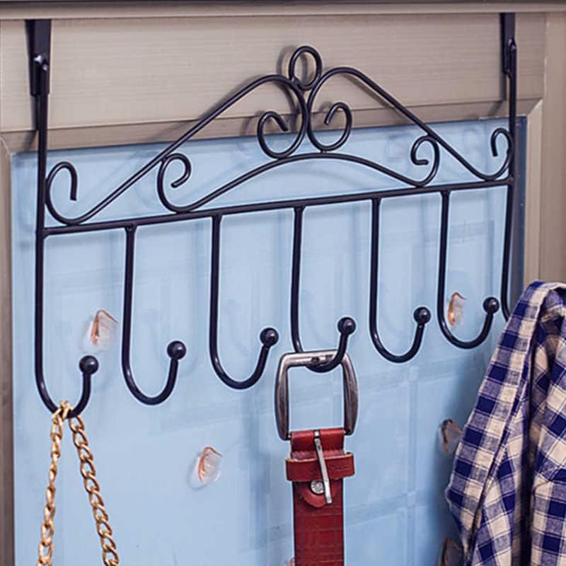 Vista 3 de plplaaoo Ganchos para colgar puertas, ganchos para colgar puertas, gancho organizador de puerta, colgador de abrigos sobre la puerta, 7 ganchos