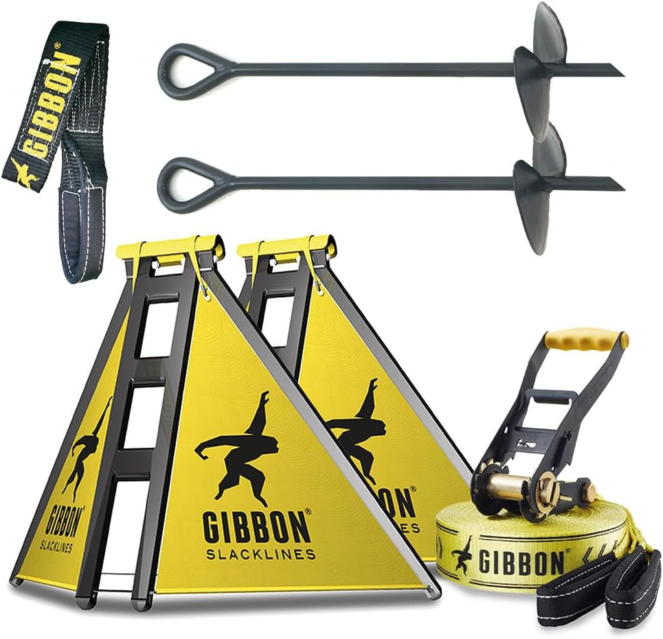 GIBBON SlackFrame - Slackline A-Frame to Slackline Without Trees - Slack Line Accessory Adjustable Frame
