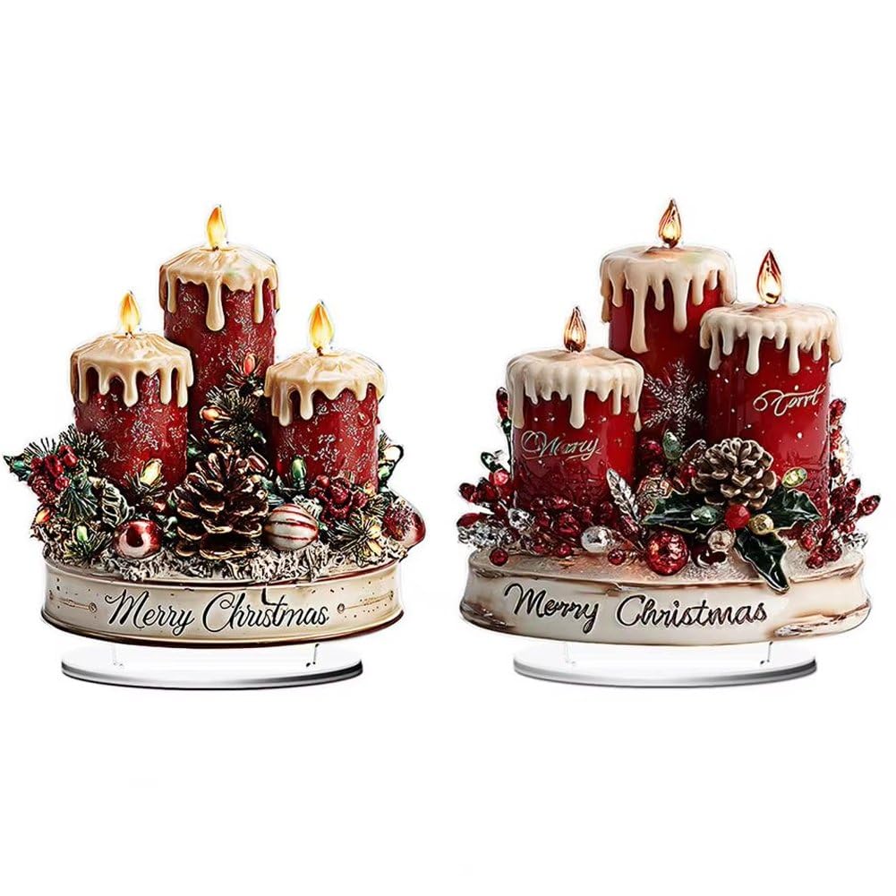 Vbsqic 1set Christmas Decorations Acrylic Christmas Candle Desktop Ornament Table Centerpieces Ornaments for Xmas Home Decor