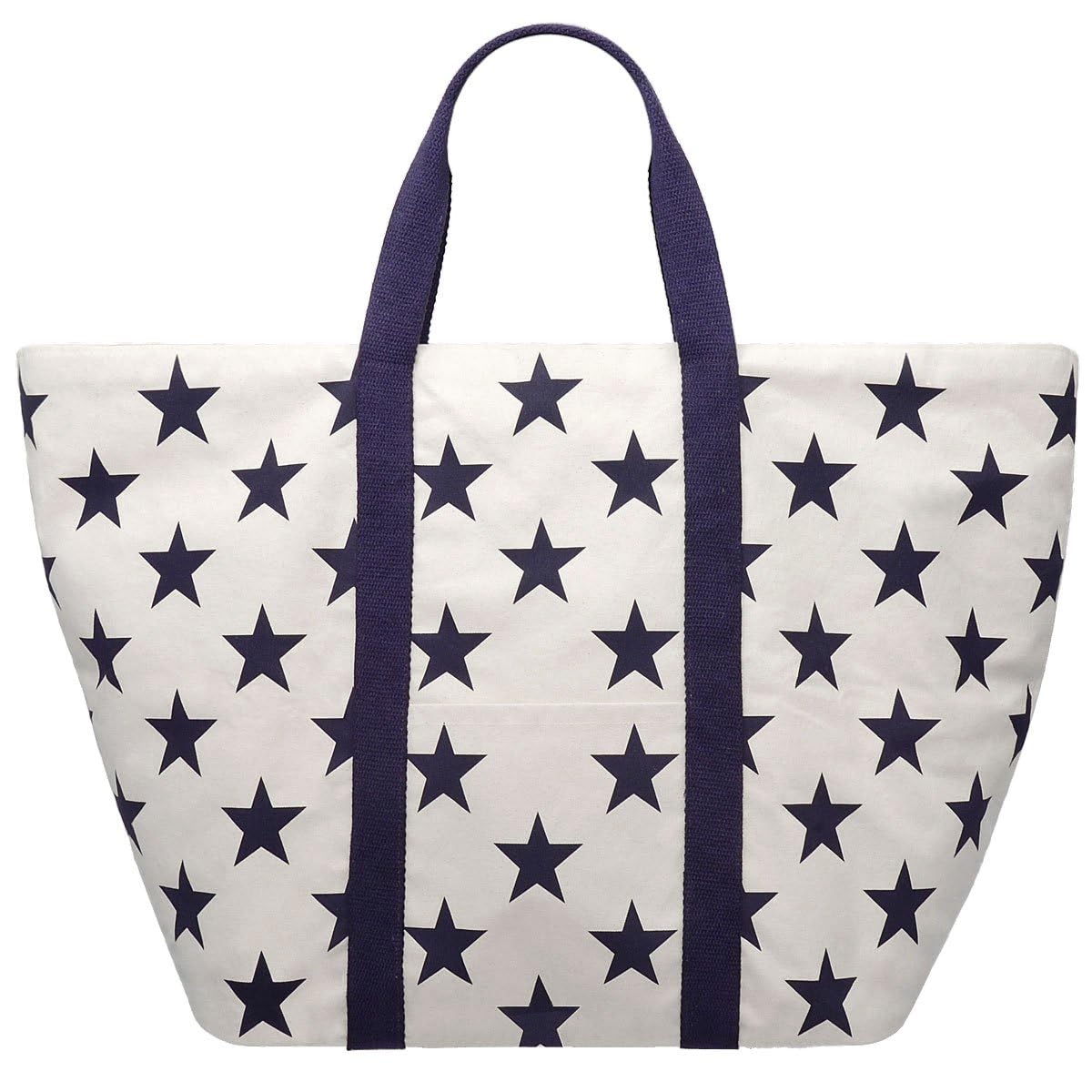 fiolini Strandtasche XXL Stars – extragroße maritime Badetasche, creme
