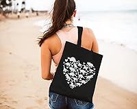 Vista 5 de Bolsa de lona de dinosaurio para mujer, diseño estético de corazón, reutilizable, bolsa de compras, regalos divertidos