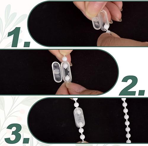 Miniatura 3 de Paquete de 60 conectores de cadenas ciegas de plástico transparente, persianas enrollables, conectores de cadena de bolas, clips para reparar