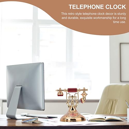 Miniatura 3 de IMIKEYA Reloj de teléfono vintage Reloj despertador vintage Teléfono antiguo Reloj de mesa Vintage Modelo antiguo giratorio