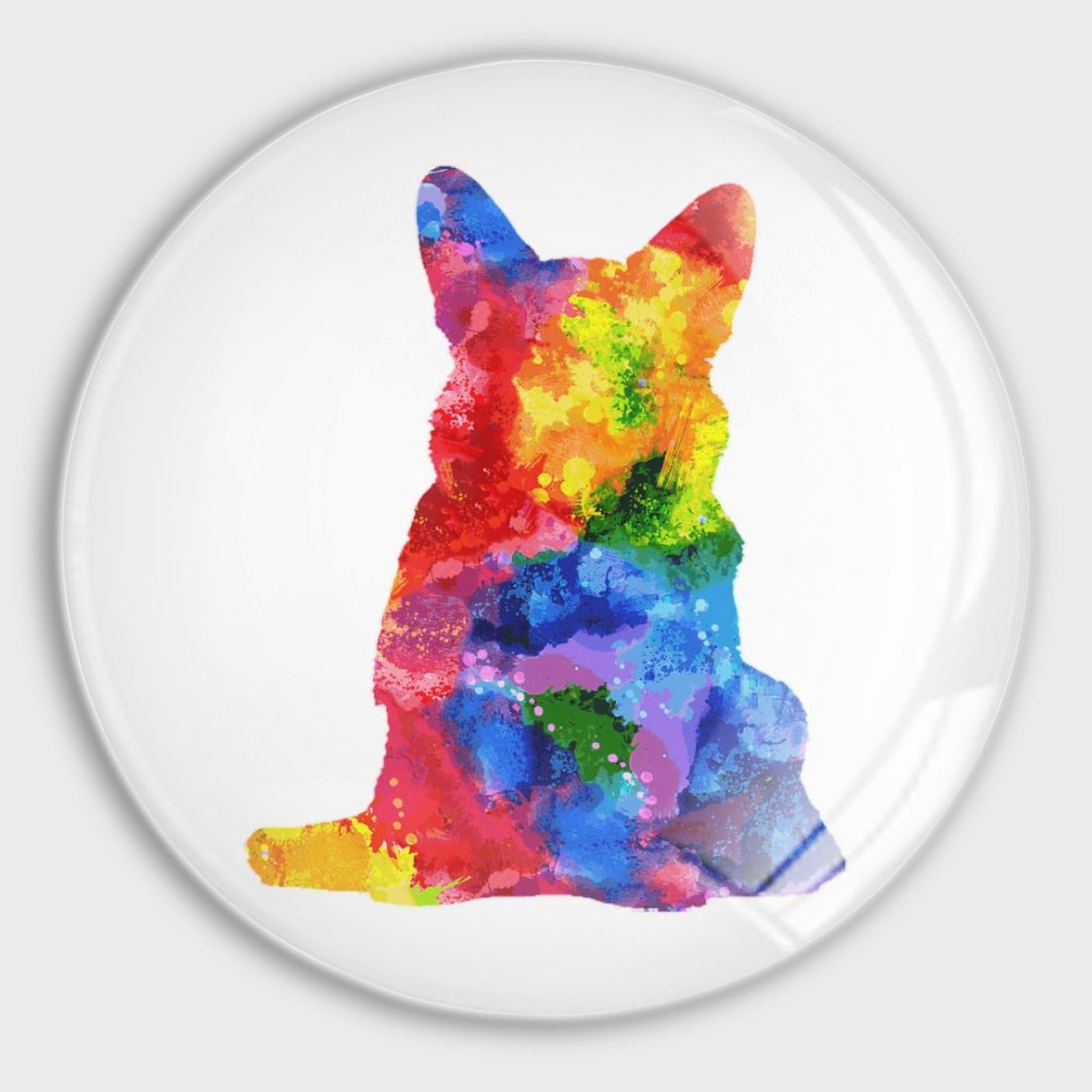 Aimant frigo Corgi lot de 4 avec fixation magnétique forte en verre aquarelle