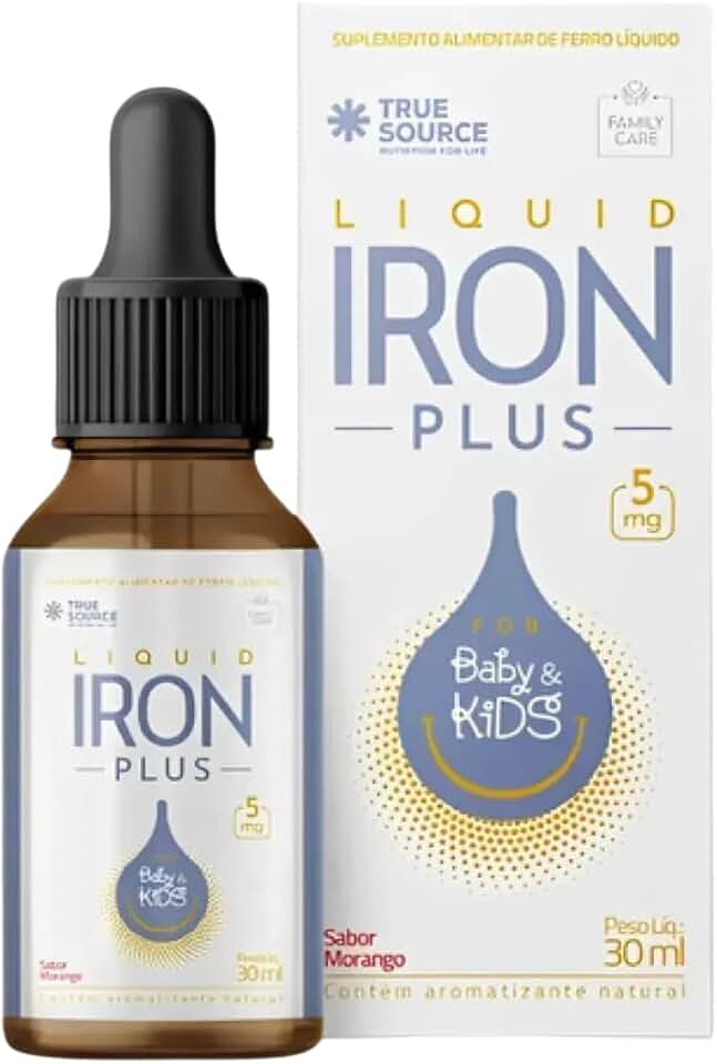 Liquid Iron Plus for Baby Kids Bisglicinato Ferroso Liquido Gotas Sabor Morango 30ml Suplemento Ferro Infantil Bebe Crianca Alta Absorcao Ferro Quelato Sem Sulfato Sem Gluten Multiactive