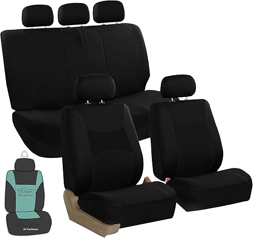 Juego de funda para asiento bolsas de aire de tela negra ligera y fresca FH Group FH-FB030115-SEAT lista para separar se ajusta a la mayoría de