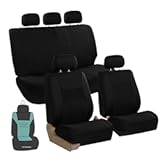 FH Group Universal Car Seat Covers Full Set for SUV Truck Sedan Vans &vert; Waterproof All-Purpose Cloth Seat Cover Set Airbag Compatible Washable Split Bench Protector Interior Upgrade - Black