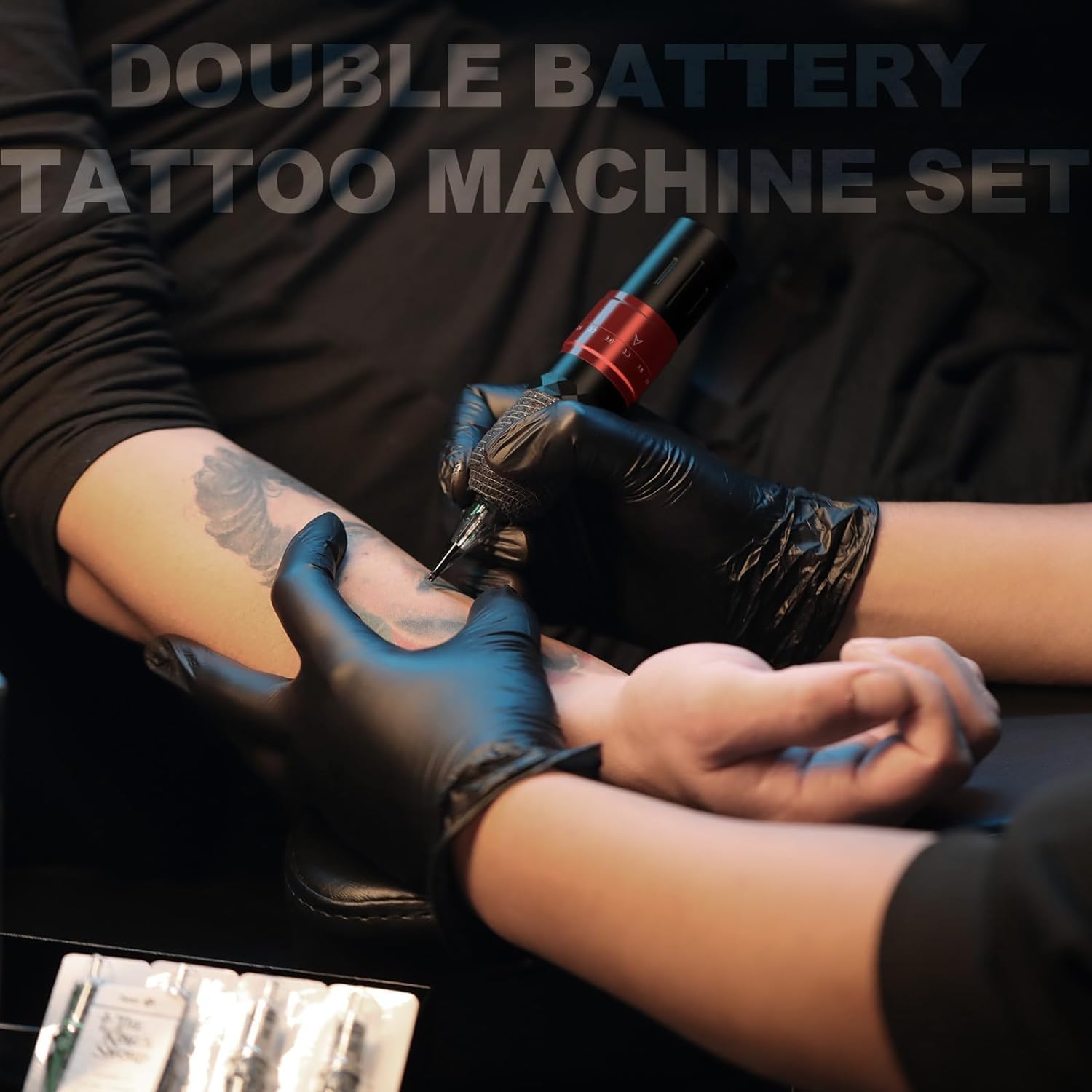 Solong Tattoo Maschine Set 2 Batterien 7 Strokes, Rotary Wireless Tattoo Pen Gun mit LCD Digital, 40pcs Cartridge Nadeln, 30ML Tinten Schwarz für Anfänger und Künstler SLE75KITEU-1