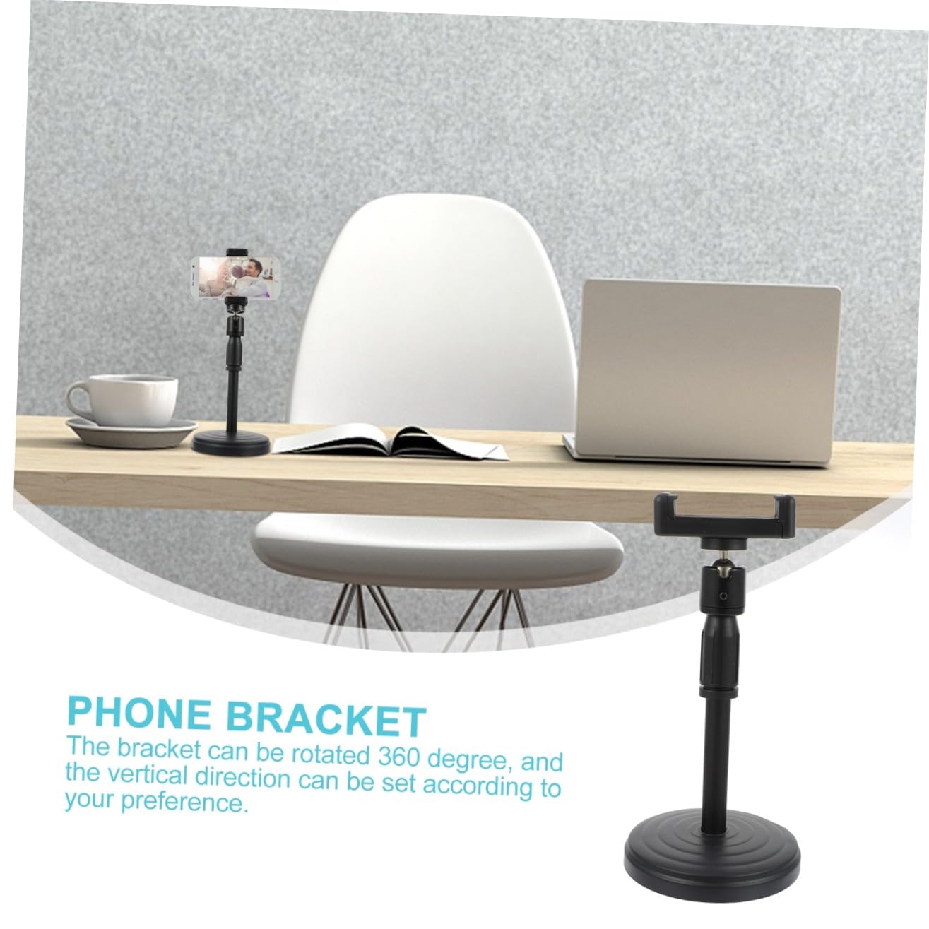 Soporte Teléfono Ajustable de Escritorio con y Ángulo Regulables para Smartphone para Streaming y Grabación de Videos