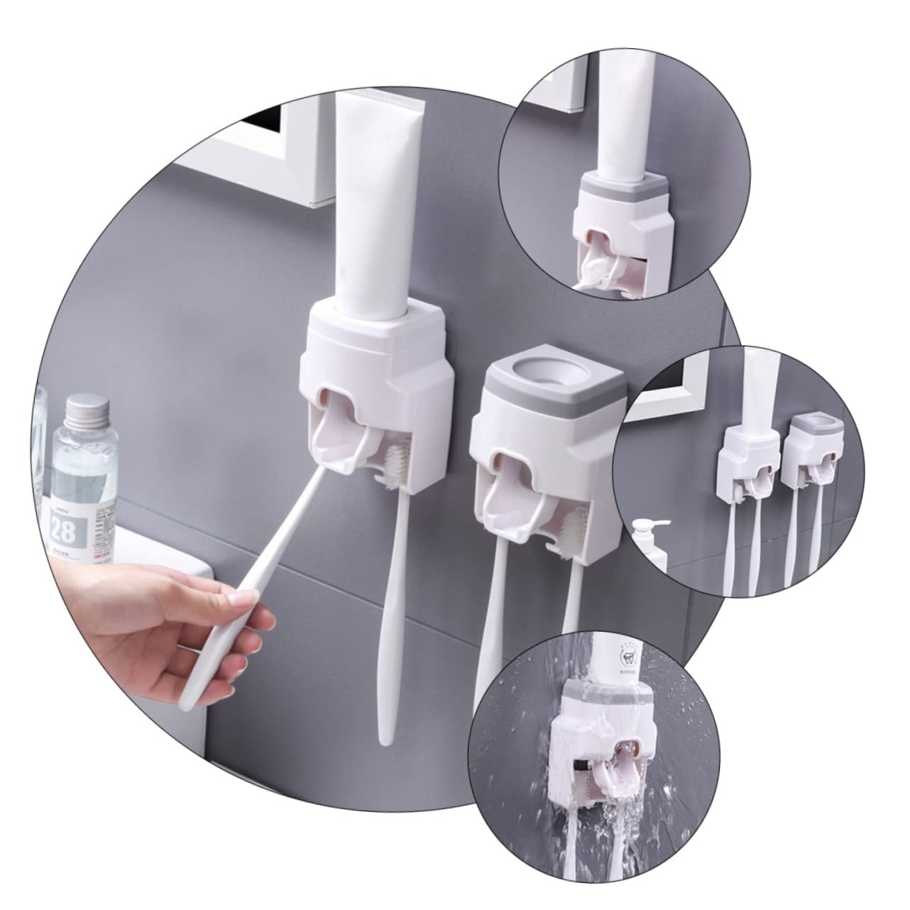 Ciieeo 3 Pezzi Porta Spazzolino Da Denti Squeezer Da Parete Porta Spazzolino Da Denti Per Bagni Materiale Abs Senza Supporto
