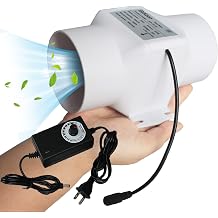3 Inch Exhaust Fan 12V Inline Duct Fan 53Cfm Extractor Blower 10W Plastic Variable Vent Fan for Grow Tents Hydroponics Kitchen Shutter Attic Color Adjustable Speed, Size 10w